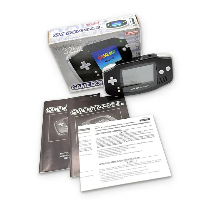 Nintendo Game Boy Advance GBA AGB-001 Nero PAL Scatola Libretti CIB Testato